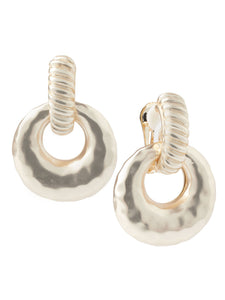 Hammered Matte Gold Clip Earrings, Gold | Meison Studio Presents Misook