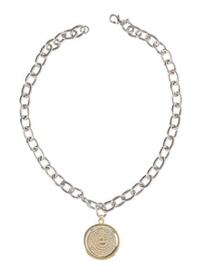 Two-Tone Padre Nuestro Pendant Necklace, Silver/Gold | Meison Studio Presents Misook