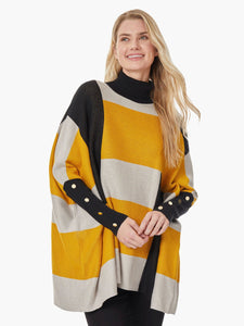 Colorblock Drop Shoulder Turtleneck Sweater, Jonagold Combo | Meison Studio Presents Jones New York