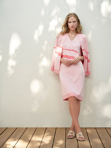 Landscape Pattern Knit Cardigan, Pink Clay/Sugar Coral/White | Meison Studio Presents Misook