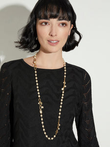 Long Pearl Bauble Detail Necklace, Gold/Pearl | Meison Studio Presents Misook