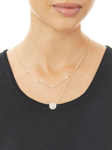 Crystal Pendant Layered Chain Necklace, Gold Tone | Meison Studio Presents Misook