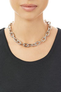 Oblong Chunky Link Toggle Necklace, Silver | Ming Wang