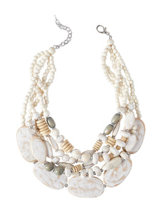 Mixed Wood Layered Statement Necklace, Ivory | Meison Studio Presents Misook
