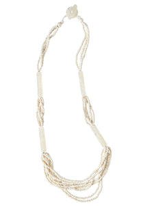 Lucite and Wood Long Layered Necklace, Ivory | Meison Studio Presents Misook