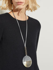 Silver Circle Pendant Adjustable Necklace, Silver | Meison Studio Presents Misook