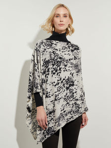 Leopard Print Cashmere Poncho, Grey Combo | Misook