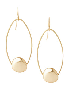 Gold-Tone Pebble Oval Drop Pierced Earrings, Gold | Meison Studio Presents Misook