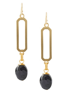Black Crystal Drop Pierced Earrings, Gold/Black | Meison Studio Presents Misook