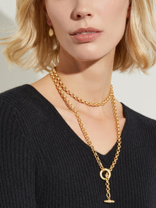 Matte Gold Rolo Chain Toggle Pendant Necklace, Gold | Meison Studio Presents Misook