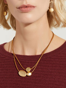 Dual Cord Gold-Tone Pebble Necklace, Gold | Meison Studio Presents Misook