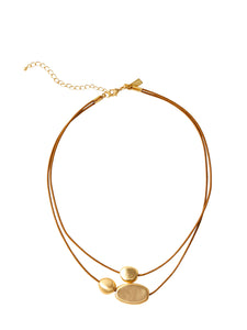 Dual Cord Gold-Tone Pebble Necklace, Gold | Meison Studio Presents Misook