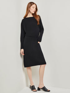 Dolman Sleeve Cashmere Dress, Black | Misook Premium Details