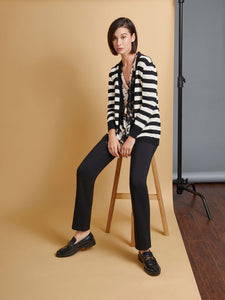 Striped Button-Front Cardigan in the Color Jones Black/Jones White | Jones New York