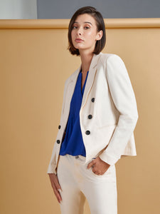 Modern Compression Faux Double Breasted Jacket in the Color Jones White | Jones New York