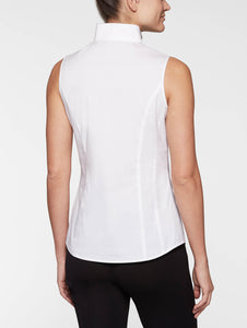Sleeveless Stretch Cotton Blouse, White, White | Meison Studio Presents Misook