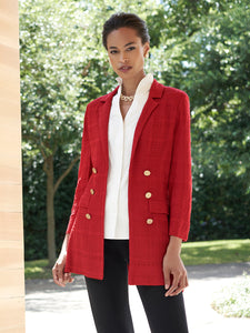 Tailored Signature Knit Jacket, Red, Classic Red | Meison Studio Presents Misook