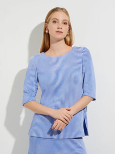 Multi-Stripe Soft Knit Tunic, Ribbon Blue/Iris Flower | Meison Studio Presents Misook