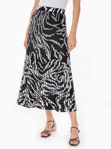 Zebra Swirl Soft Knit Skirt, Black/White | Meison Studio Presents Misook