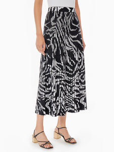 Zebra Swirl Soft Knit Skirt, Black/White | Meison Studio Presents Misook