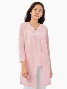 Sheer Floral Knit Topper, Pink Clay | Meison Studio Presents Misook