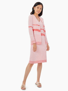 Landscape Pattern Knit Cardigan, Pink Clay/Sugar Coral/White | Meison Studio Presents Misook
