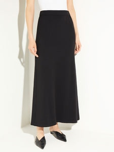 Soft Recycled Knit A-Line Maxi Skirt, Black, Black | Meison Studio Presents Misook