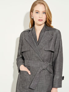 Belted Chambray Trench Coat, Slate Grey | Meison Studio Presents Misook