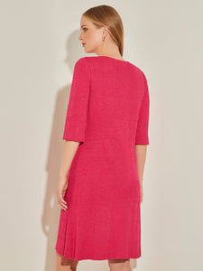 Shadow Plaid Knit A-Line Dress, Rhubarb | Meison Studio Presents Misook