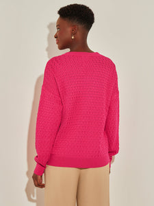 V-Neck Drop Shoulder Soft Knit Tunic, Rhubarb | Meison Studio Presents Misook