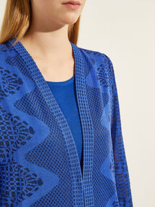 Burnout Pattern Long Knit Jacket, Satin Sky | Misook
