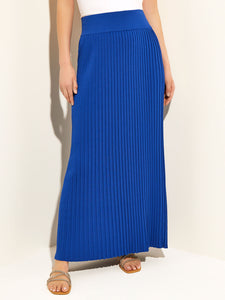 Pleated Soft Knit Maxi Skirt, Satin Sky | Misook
