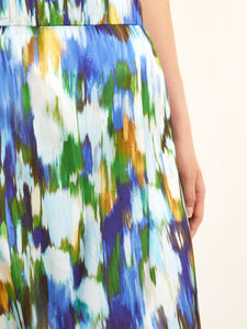 Natural Watercolor Crepe de Chine Maxi Skirt, Satin Sky/Cirrus Blue/Matisse Green/Italian Clay/Black/White | Misook
