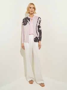 Statement Floral Classic Knit Jacket, Rose Petal/Black | Misook