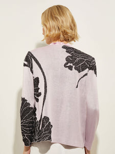 Statement Floral Classic Knit Jacket, Rose Petal/Black | Misook
