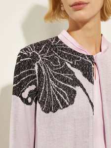Statement Floral Classic Knit Jacket, Rose Petal/Black | Misook Premium Details