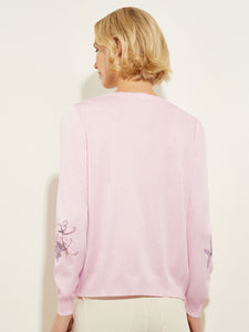 Floral Embroidered Soft Knit Jacket, Rose Petal/Macchiato/Lavender Field/Spruce | Misook