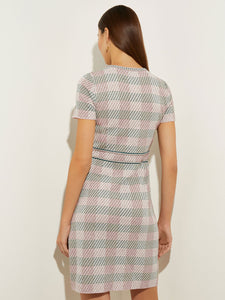 Bold Plaid Tweed Knit Sheath Dress, Rose Petal | Misook