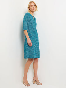Tweed Knit Shift Dress with Pockets, French Blue | Misook 