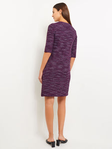Tweed Knit Shift Dress with Pockets, Ultraviolet | Misook