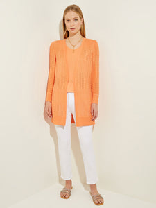 Contrast Trim Relaxed Knit Jacket, Citrus Blossom | Misook