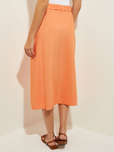 Pocketed Poplin A-Line Midi Skirt, Citrus Blossom | Misook