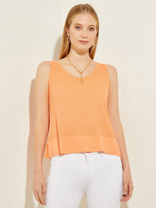 V-Neck Soft Knit Tank Top, Citrus Blossom, Citrus Blossom | Misook