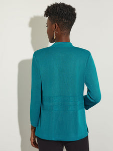Tailored Textured Knit Jacket, French Blue | Misook