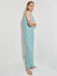 Tweed Knit Sleeveless Maxi Dress, French Blue/Basin Blue/White | Misook