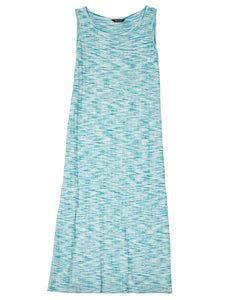 Lightweight Tweed Knit Sleeveless Maxi Dress, French Blue/Basin Blue/White | Meison Studio Presents Misook