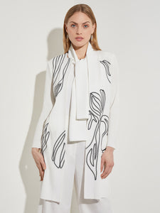 Abstract Embroidery Shawl Neck Jacket, New Ivory/Black | Misook