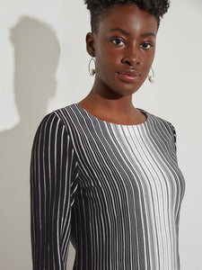 Contrast Stripe Knit Tunic, Black/New Ivory | Misook Premium Details