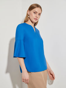 Bell Sleeve Woven Blouse, Lyons Blue | Misook