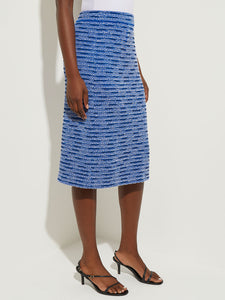 Recycled Knit Straight Tweed Skirt, Lyons Blue/New Ivory/Black | Misook